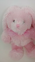 COMMONWEALTH toys Pink Bunny Rabbit Plush shaggy fur pink sheer bow 2010 - £16.35 GBP