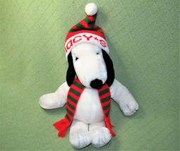 19&quot; Vintage Snoopy Macys Striped Knit Hat Scarf Stuffed Animal Plush Korea Toy - £17.62 GBP