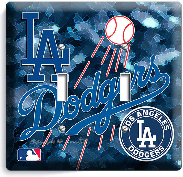 LA LOS ANGELES DODGERS BASEBALL TEAM 2 GANG LIGHT SWITCH PLATE BOY BEDROOM DECOR