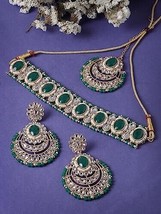 Jewelry Set Gold Plated Stone Beads Choker Necklace Set Kundan Earring Maangt - £17.94 GBP