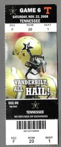 Vanderbilt Commodores V Tennessee Volunteers 2008 Football Game Ticket Stub - £10.28 GBP