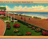 Beach And Boardwalk From Belhaven Hotel Rehoboth beach DE Linen Postcard I5 - $10.20