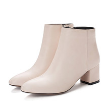 Female Elegant High Heels Chelsea Boots Synthetic Leather Women Zipper Ankle Boo - £61.82 GBP