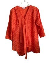 Habitat Long Sleeve Tunic Women Size Medium Orange Boho Asymmetrical Lightweight - $25.90