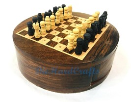 Handmade Hand Crafted Mini Wooden Chess Vintage Traveller Chess Set Gift item  - £30.54 GBP