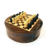 Handmade Hand Crafted Mini Wooden Chess Vintage Traveller Chess Set Gift... - £30.67 GBP