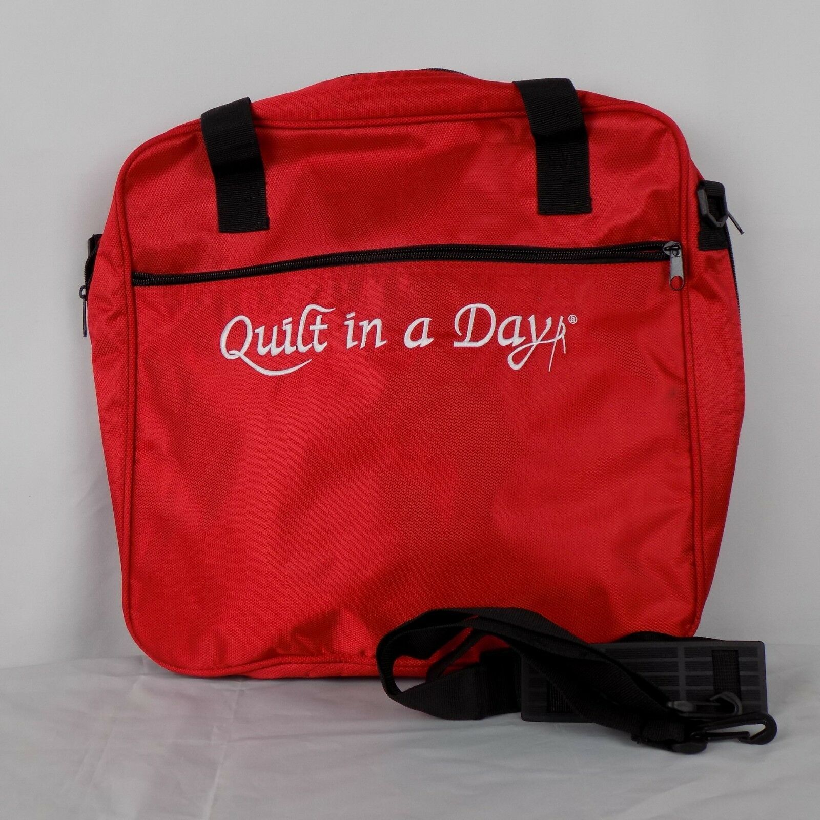 Quilt In A Day Bag Red Nylon Zip Close Shoulder Strap 14" Wide 13" High 3" Deep - $14.52