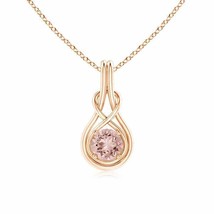 ANGARA Round Morganite Solitaire Infinity Knot Pendant in 14K Solid Gold - £574.97 GBP