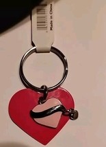 Triple Heart Metal Keychain Silver Hot Pink Light Pink Valentine Gift Ne... - $14.50