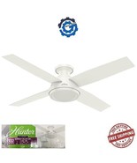 59248 New Hunter Fresh White Indoor Flush Mount Ceiling Fan with Remote ... - $112.16