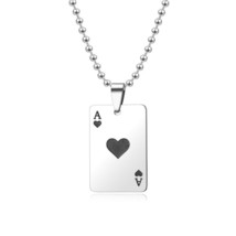 NEW 22&quot; Stainless Steel Ace of Spades Necklace Playing Card - £16.69 GBP