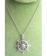 NECKLACE ball chain in STERLING SILVER 925 with nautical boat rudder pen... - $49.00