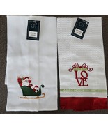 Two (2) C and F ~ Handcrafted ~ Holiday ~ 100% Cotton ~ 16 x 26 Kitchen ... - €25,84 EUR
