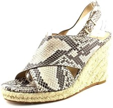 VIA SPIGA Women Rosette Open Toe Leather Wedge Sandal, Natural Snake Siz... - £58.10 GBP