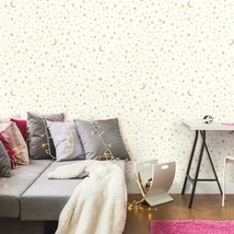 Peel And Stick Wallpaper From Roommates That Is Metallic Gold With Twinkle - £34.59 GBP