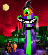 8 Ft Giant Halloween Inflatables Witch Outdoor Decorations with LED Lights,Scary - $58.02