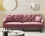 Convertible Futon Sofa Bed &amp; Upholstered Velvet Loveseat Folding Sleeper... - $405.99