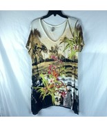 TiO Thomas and Olivia Womens Palm tree Top Sequins Shirt size Small - £10.99 GBP