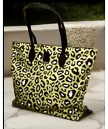 Furla Leopard Cheetah Print Avocado Green Large Nylon Tote Carried Once ... - $74.25