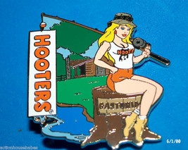 Hooters Restaurant Girl Fishing By Log Cabin Gastonia Nc South Carolina Pin - £18.27 GBP