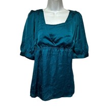 vintage calypso short sleeve Square Neck Pleated blouse Size XL - £22.41 GBP