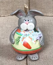 Handmade Easter Bunny Rabbit Gourd And Clay Figurine Shaker Kitsch AS IS... - $24.75