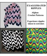 Three (3) Exaggerated Ripple Afghan Crochet Patterns PDF File #001B - $13.50