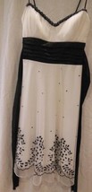  White Embossed Tulle Netting Junior&#39;s Dress Size S with Tiny Beads Teez... - $14.84