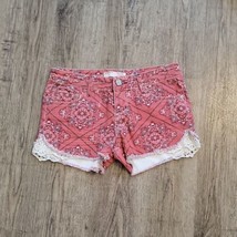 No Boundaries Cute Slightly Distressed Jean Short Shorts Sz 9 Low Rise Red - £13.44 GBP
