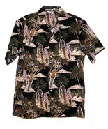 Aloha Republic Surfboards Palm Trees Volcano Hawaiian Shirt Size Mens La... - £18.85 GBP