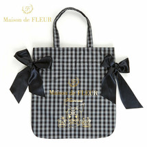 Maison De Fleur x SANRIO KUROMI BLACK ribbon bag Frilled tote bag official - £94.33 GBP