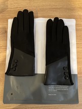 Black Leather/Suede Gloves Touchscreen Texting Women&#39;s Sz M NEW - £21.65 GBP