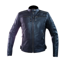 New 4 Front Pockets Black Leather Jacket Men Pure Armor Cowhide Biker Racer Coat - $209.99