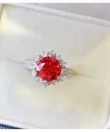 2 carat Round Brilliant Cut, Pass Diamond Test, Red Moissanite Blossom R... - $117.92 CAD