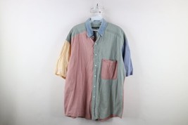 Vtg 90s American Eagle Mens Medium Faded Rainbow Color Block Button Shirt USA - £39.18 GBP