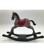VTG Hand Carved &amp; Painted Wooden Rocking Horse 8.25” Brown Red Folk Art ... - $17.77