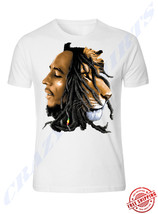 Bob Marley Smoking Joint Men T-shirt Rasta Marijuana Lion Zion S - 5XL WHITE TEE - £7.14 GBP