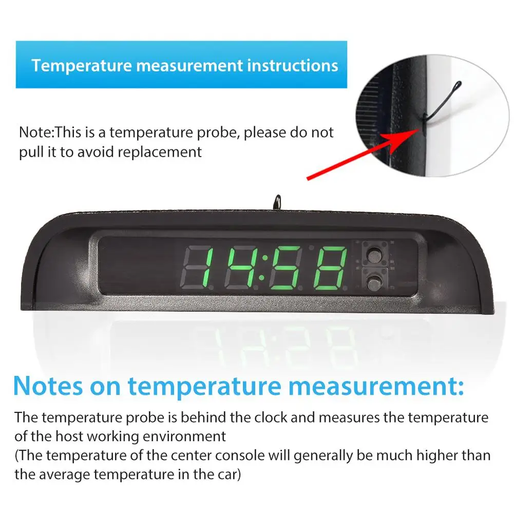 Car Clock Auto Internal Stick-On Digital Watch Solar Powered 24-Hour Car Clock - £22.05 GBP