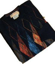 Norm Thompson Mens Black Sweater With Colorful Argyle Pattern Size Medium M - $29.67