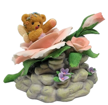 2007 Cherished Teddies Bear In Rose Figurine Music Box Blue Danube Waltz Enesco - £19.80 GBP