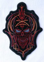 Skull PIN Stripe Embroidered Iron on Biker [6 Inches] Patch - $9.99