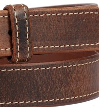 1¼&quot; DISTRESSED STITCHED BELT - Soft &amp; Durable Leather with Brass Roller ... - £45.63 GBP+