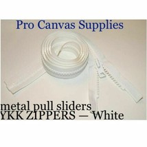 6 YKK Zippers 24&quot; White #10 Metal Pull with Free Top Stops - £36.51 GBP