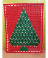 Vintage Plastic Canvas Art Handmade Christmas Tree Wall Hanging Beaded R... - $29.90 CAD
