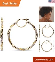 Versatile 14K Gold Plated Sterling Silver Hoop Earrings with Anti-Tarnis... - $54.00
