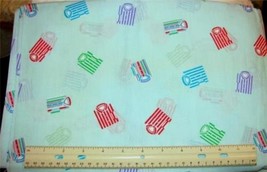 Red Blue Purple Green On Light Teal Cotton Quilting Fabric 60&quot; Wide X 3 Yds - £7.16 GBP
