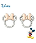 Disney Parks Silver Minnie Mouse Ears Bow Rose Gold Plated Earrings Set - £7.89 GBP