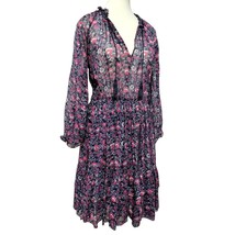 Ulla Johnson Ollie Dress Size 4 Navy Pink Sleeves Floral Peasant Mini 10... - $197.99