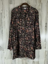 J Jill Womens Button Front Tunic Size Medium Oversized Watercolor Paisley Floral - £18.57 GBP