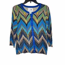 Anthropologie Tabitha Women Sweater Cardigan Seared Chevrons 3/4 Sleeves Medium - £23.80 GBP